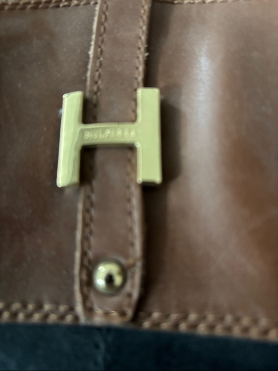 Tommy Hilfiger Black and Brown Leather Tall Riding Boots - Picture 2 of 3